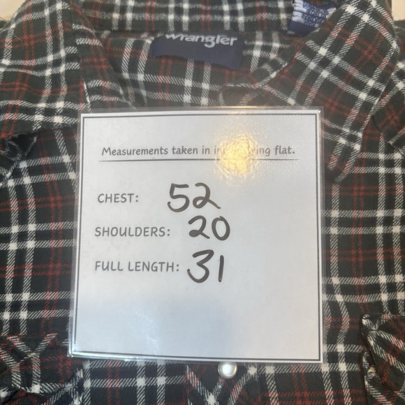 Wrangler Shirt Mens XXL Tall Flannel Pearl Snap Button Up Long Sleeve Plaid Vtg - Picture 5 of 5